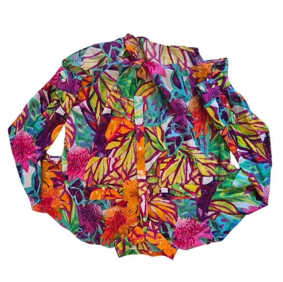 Lauren Ralph Lauren Vibrant Tropical Pribt Top Size XXL - Picture 5 of 11